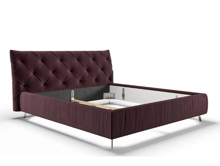 KAWOLA Polsterbett ANNY, Leder oder Velvet, verschiedene Größen und verschiedene Farben
