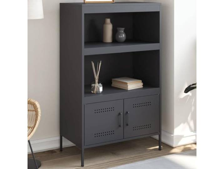 HEFZGDB Schlafzimmer Highboard mit Wandhalterung im Industrie Stil für Wohnzimmer, Modernes Highboard einfach zu reinigen, Robustes mit Stahlgestell in Anthrazit, mit Stauraum Fächern