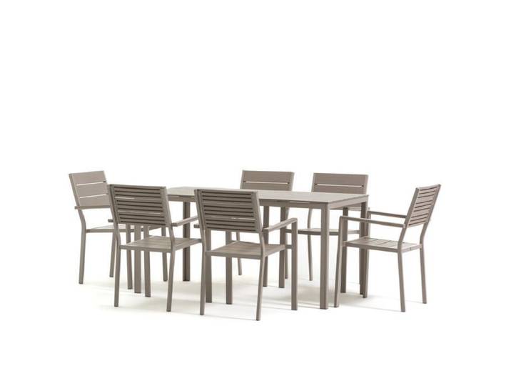 Ensemble de jardin - Thomas - Table rectangulaire - 6 chaises Adele - Acier - Polyéthylène