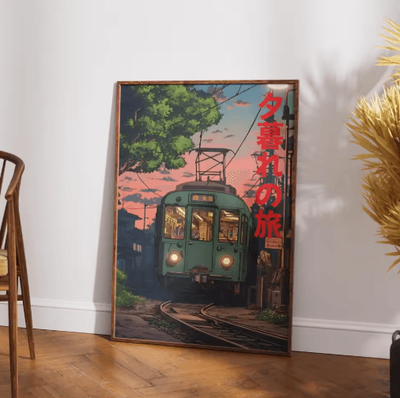 Inspire Picks Tokyo Rainy Night Railway Canvas Print Retro Japanese Cityscape Wall Art Decor 21 20x30cm No Frame