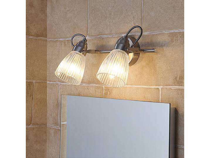 Wandleuchte Kara Lindby, dimmbar, alu / grau / zink, für Badezimmer, Glas, Modern