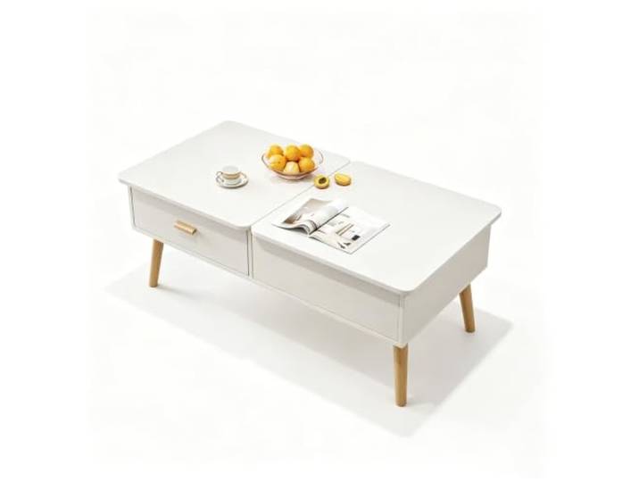 Couchtisch mit hochklappbarer Tischplatte, verborgenem Stauraum Platzsparendes Möbel für Wohnungen(White,39.4x19.7x18.5 in)