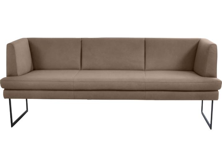 Polsterbank K+W KOMFORT & WOHNEN Cube , braun (wüste 76), B:209cm H:82cm T:67cm, Sitzbänke, Polsterbank, Hammerkissenoptik, 2 Breiten, Metallkufe schwarz