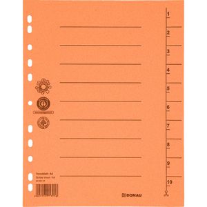 DONAU Trennblätter 8610001-12, A4, orange, 250g/m² Karton, 100 Stück