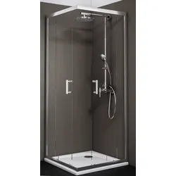 Schulte  ExpressPlus  Sunny  Eckeinstieg  mit  Schiebetüren  900/900  mm  -  Chromoptik  -  Glas  "Klar  hell"