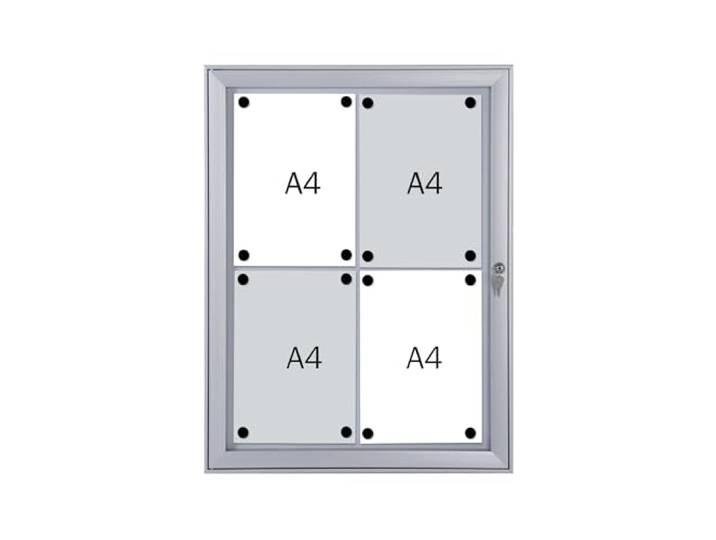 FRANKEN Schaukasten Security - Feuerfest für den Innenbereich, Klapptür, 4x A4, 52,1 x 69,6 x 2,3 cm, Brandschutzklasse B1, magnetisch, mit Aluminiumrahmen zur Wandmontage, SKB4S