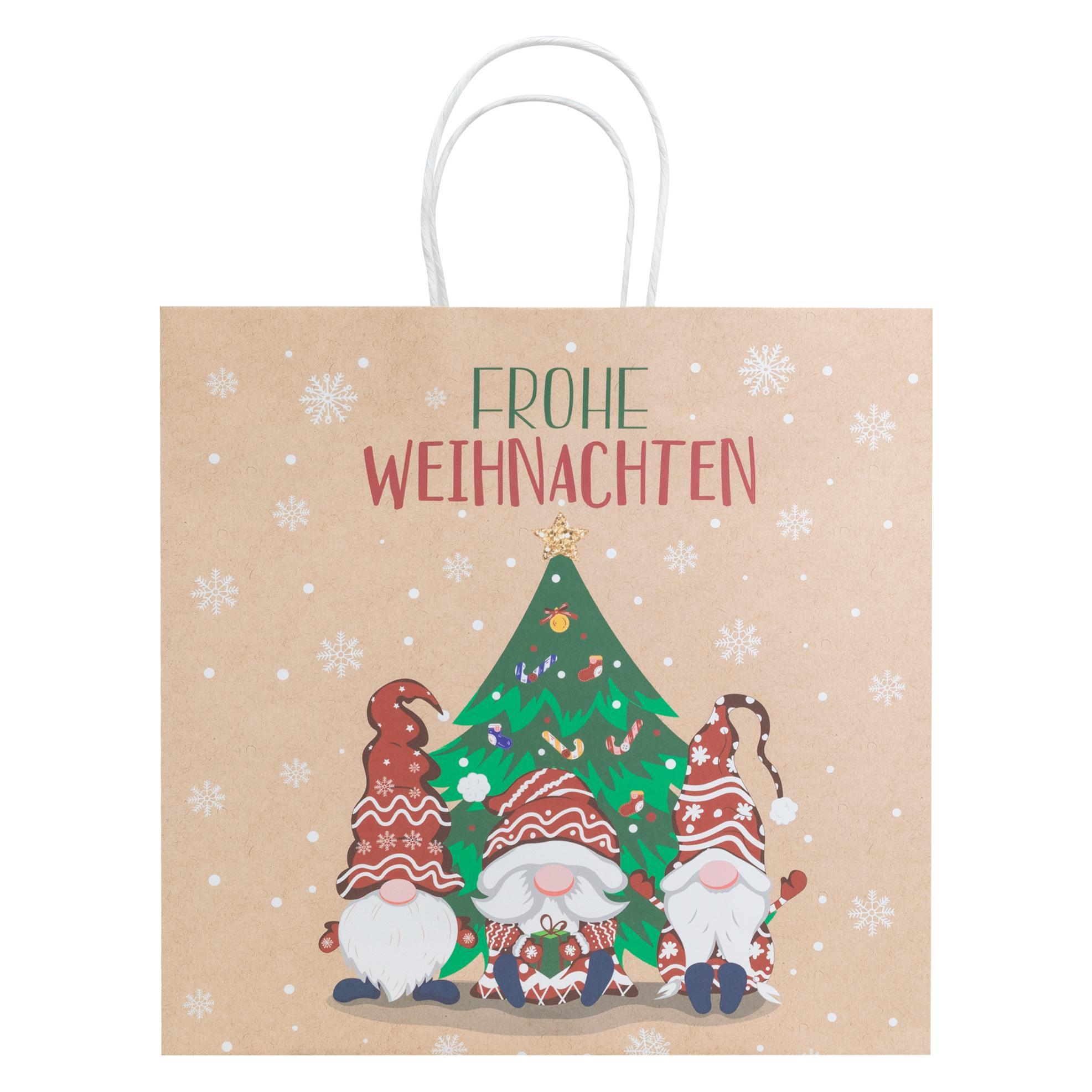 Idena Geschenktasche Weihnachten Wichtel mehrfarbig 28x15x28cm (49621014)