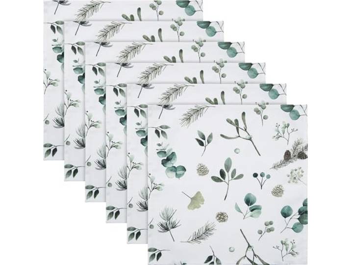 REDBEST Serviette 6er-Pack Zweige, Äste Natur-grün Größe 40x40 cm - pflegeleicht, hohe Strapazierfähigkeit, Robustes Canvas-Gewebe