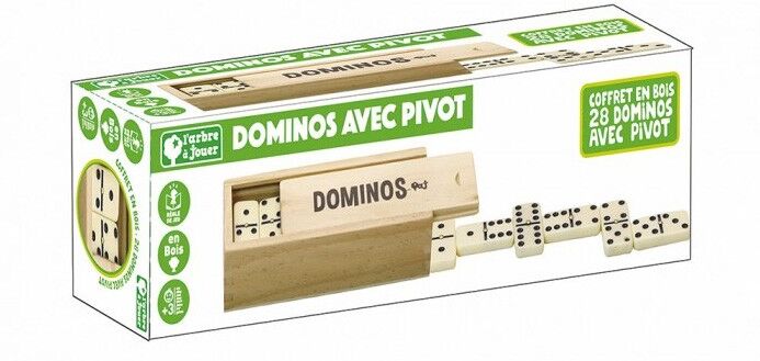 Dominos avec pivot et Coffret bois - Jeujura