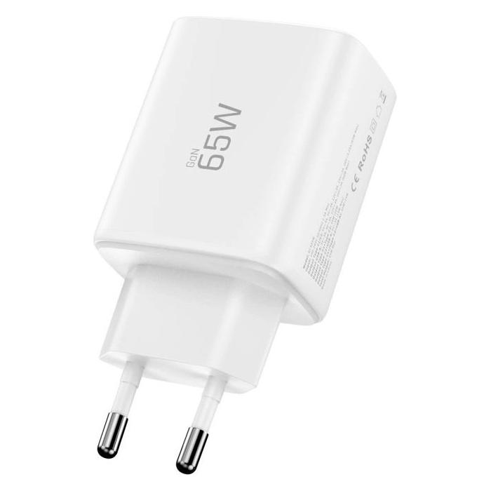 Tech-Protect NCA65W-GAN USB-A, 2xUSB-C Netzladegerät PD 65W / QC3.0 Weiss (65 W, 3 Ports) (5906302336074)