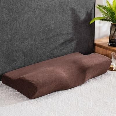 Uplift Essentials Memory Foam Orthopedic Pillow Butterfly Cervical Neck Support Pillow 23.6 13.8 In velvet Coffee