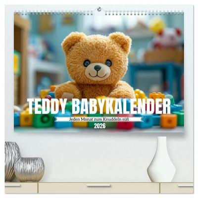 Teddy Babykalender - Jeden Monat zum Knuddeln süß (hochwertiger Premium Wandkalender 2026 DIN A2 quer), Kunstdruck in Hochglanz
