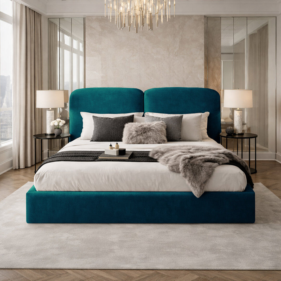 Canora Grey Upholstered Velvet Bed Mallard Kingsize (5')