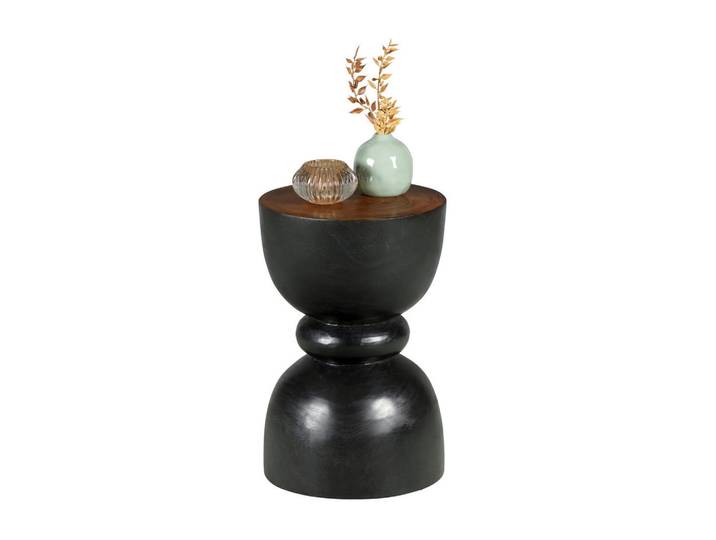 Ambia Home Beistelltisch, Schwarz, Holz, Suar Holz, massiv, Säule, 34x45x34 cm, Holzmöbel, Holztische, Wohnzimmertische Holz, Beistelltische Holz