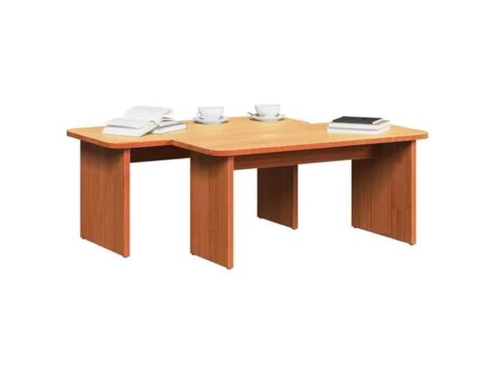 KTHLBRH Runder Beistelltisch 2 Stück Holz Kiefer massiv braun gewachst Wohnzimmer-Set, robuste Struktur, Maserung, ideal für Getränke und Dekoration