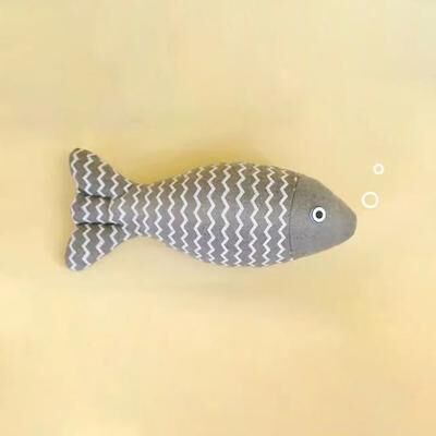 Uplifted Finds Cat Plush Simulation Fish Toy With Catnip gray