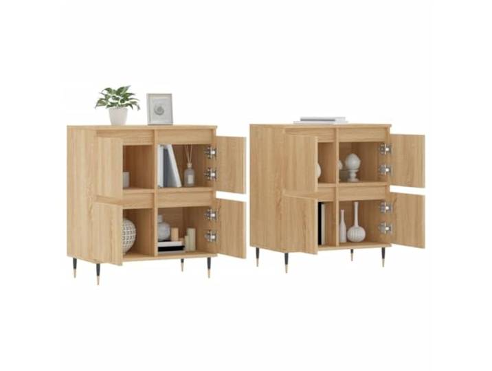 KTHLBRH Sideboards 2 Stück Sonoma Eiche Holz mehrschichtig 120 x 35 x 70 cm, großer Stauraum, Ausstellungsfläche, kippsicher