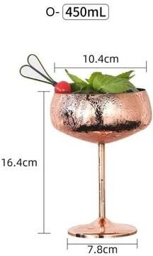 Uplifted Finds Stainless Steel Cocktail Flute Metal Wine Cup Martini Glass f Copper 450 Ml
