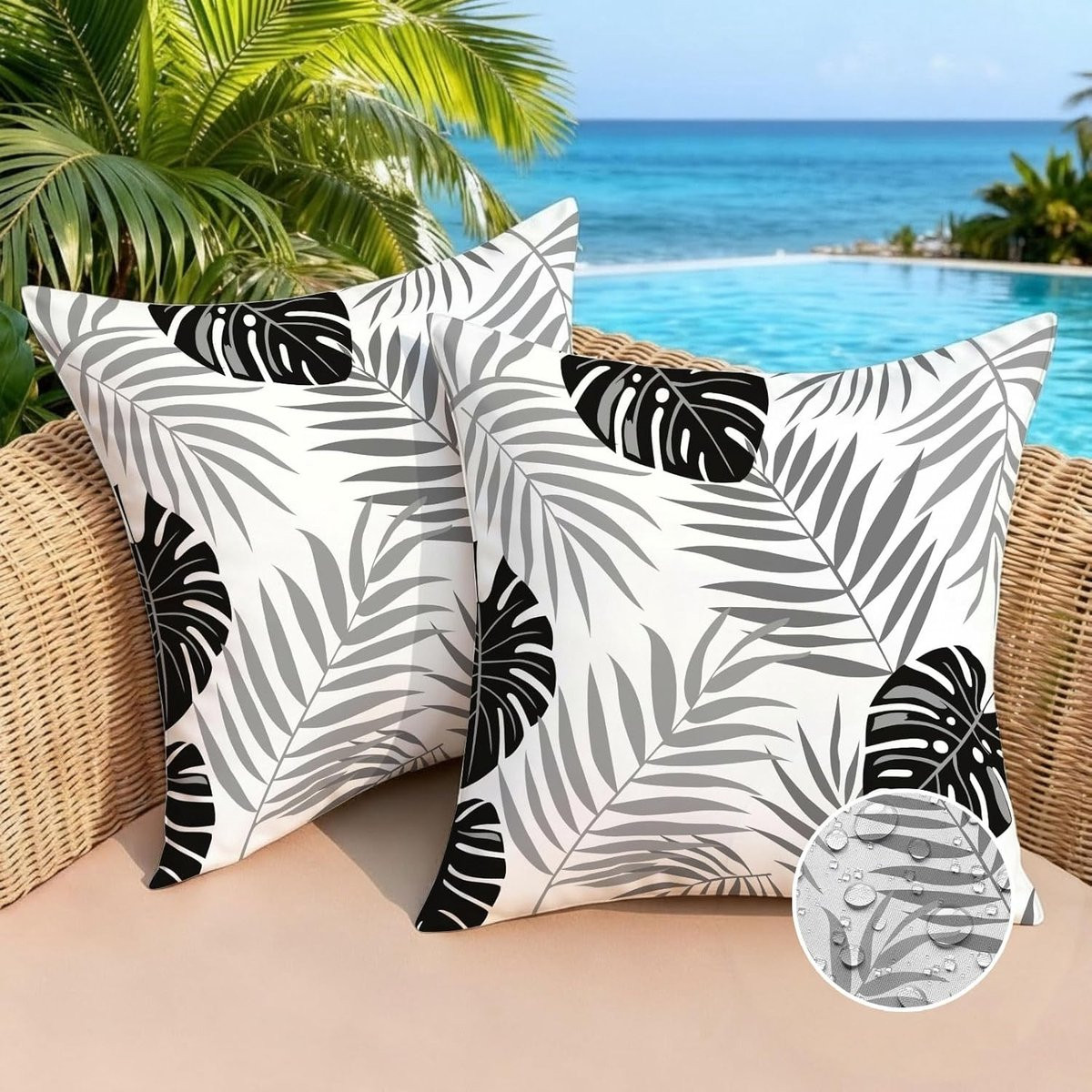 Decoratieve kussenhoezen met tropische Monstera-bladeren, 50 x 50 cm