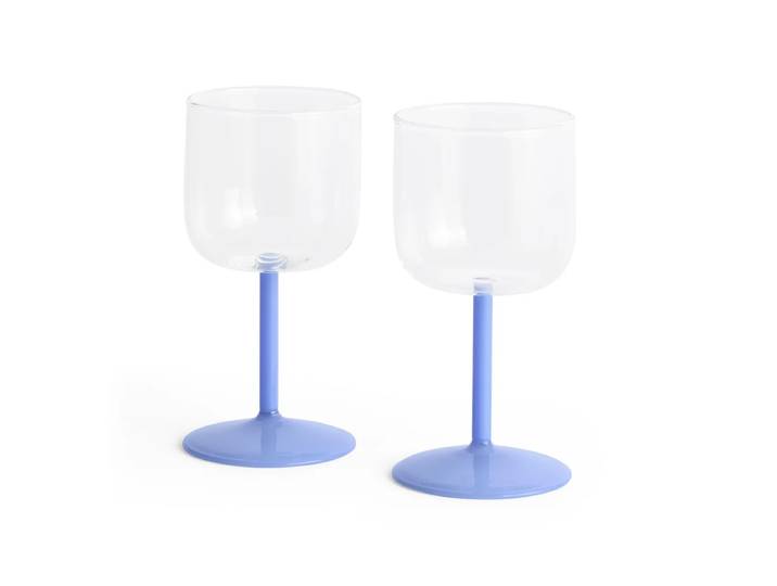 HAY - Tint Weinglas, klar / jade light blue (2er-Set)