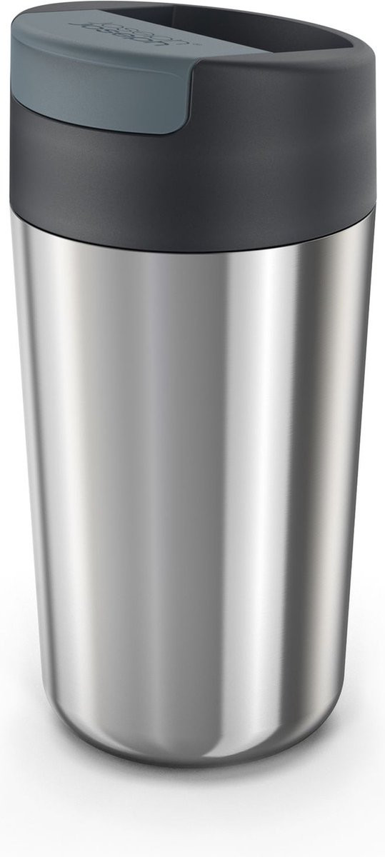 Joseph Joseph Sipp Dubbelwandige Reisbeker met Flip Top Deksel, Zilver, 454 ml