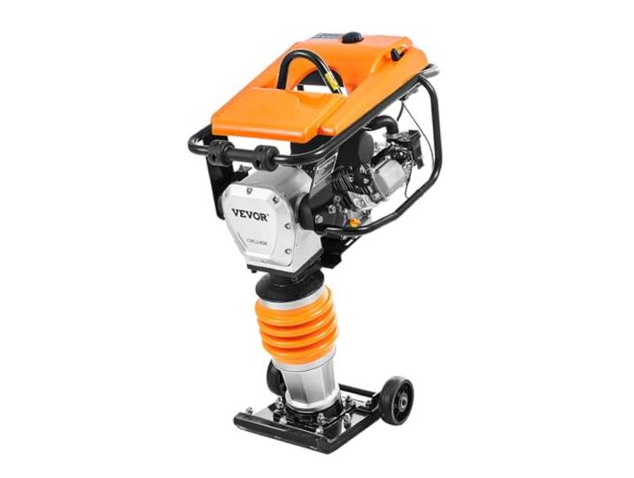 VEVOR Pilonneuse vibrante\, 6\,5 CV\, Pilon Vibrant\, Moteur à Essence 196 cm³\, 4 Ressorts\, Force d'impact 253 kgf/cm²\, Profondeur de compactage Max. 66 cm\, pour Sol\, Semelles\, Dalles béton\, fondations