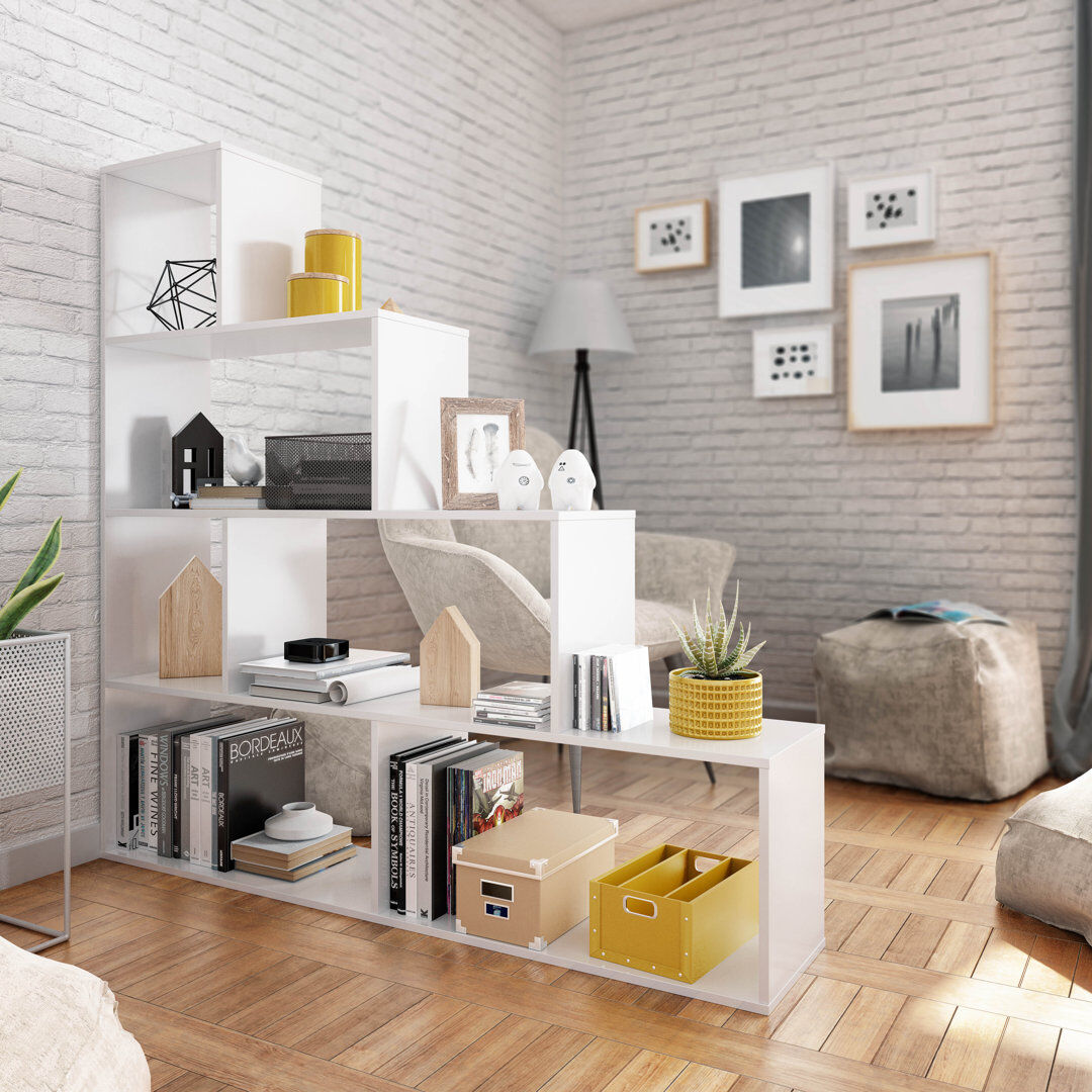 17 Stories Anesh 145cm H x 145cm W Bookcase White 145cm H X 145cm W X 29cm D
