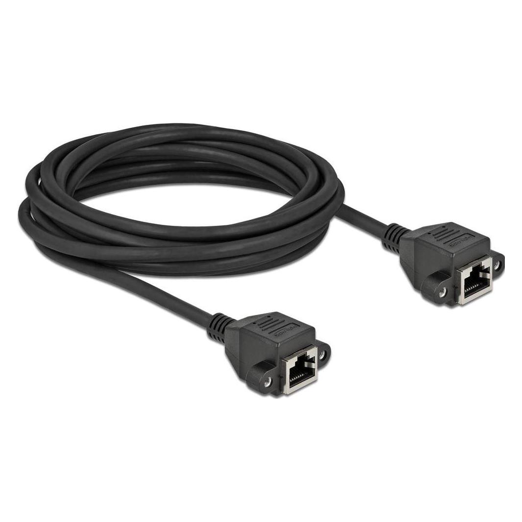 Delock Netzwerk Verlängerungskabel S/FTP RJ45 Buchse zu RJ45 Buchse Cat.6A 5 m schwarz (S/FTP, CAT6a, 5 m) (87012)