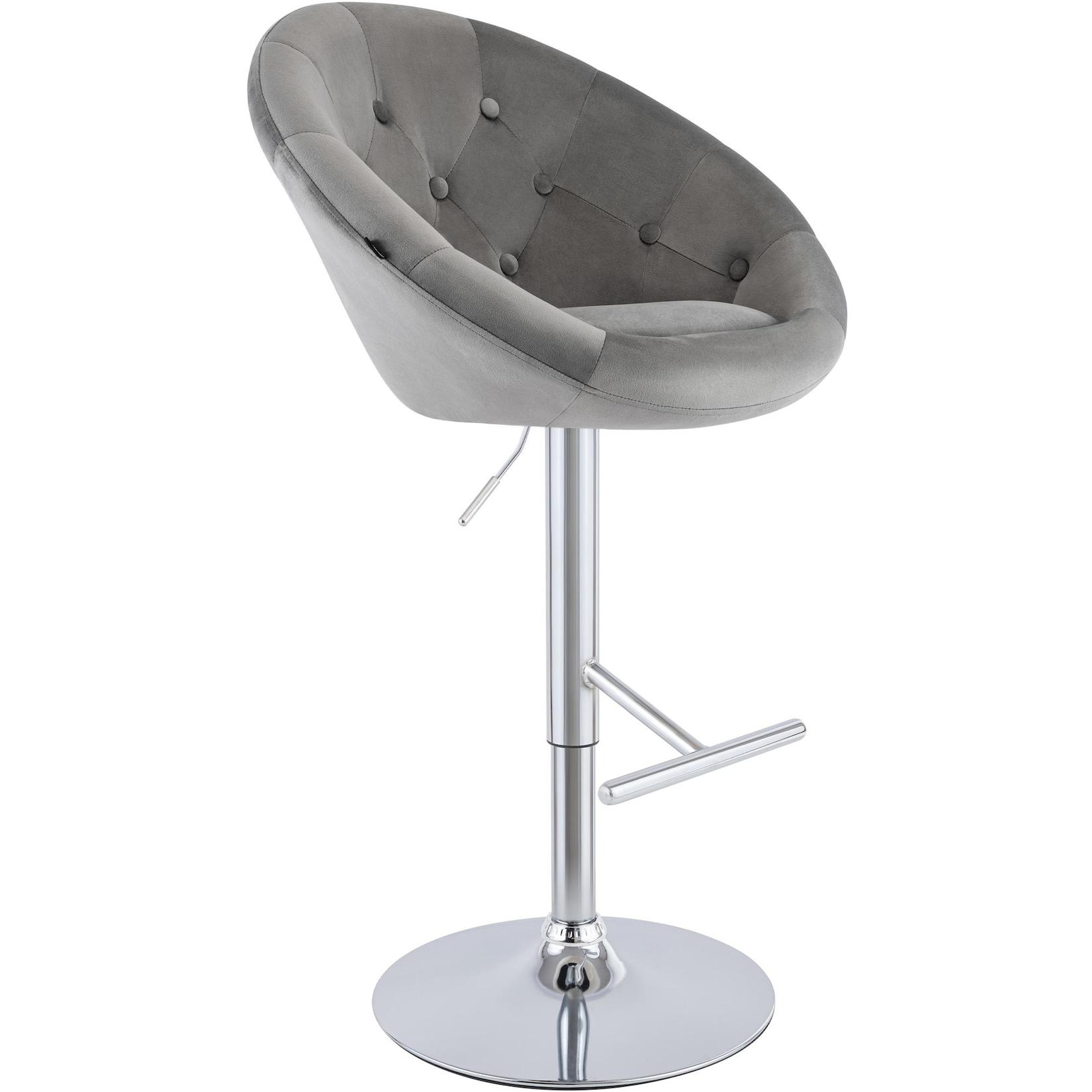 CLP Barhocker London Samt chrom - Farbe: grau, Gestellfarbe: chrom