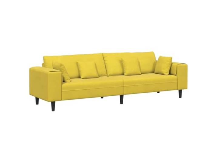 KUTYWEXFM 4-Sitzer Sofa Samt Gelb 250x77x76 cm Moderne Wohnzimmer Couch Expressiver 4-Sitzer Polstercouch mit weichem Samtbezug und Kissen für Wohnzimmer, Lounge und Gästezimmer.