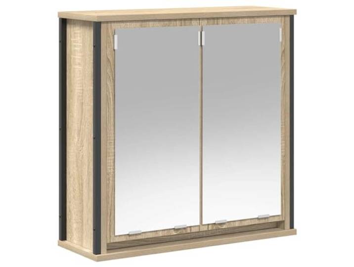 WEMYUFURN Bad-Wandschrank mit Spiegel Sonoma-Eiche 60x21x60 cm Holzwerkstoff, glatte Oberfläche, pflegeleicht mit feuchtem Tuch, Fächer hinter Spiegel, Montage rechts oder links