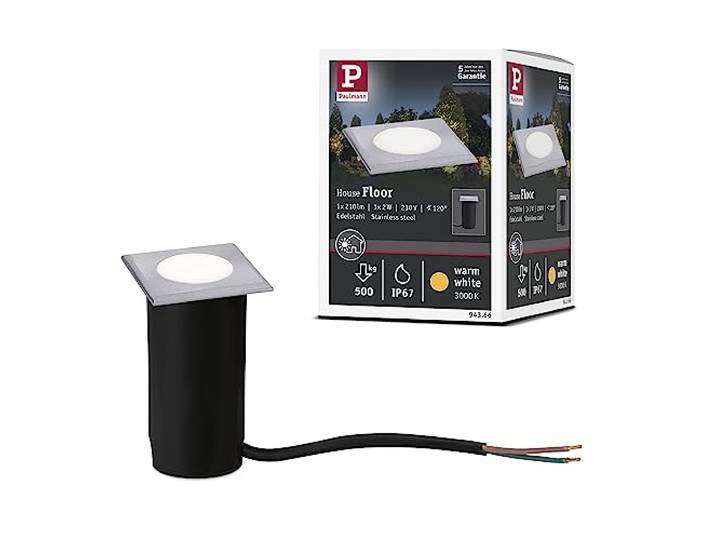 Luminaire encastré de sol LED Paulmann House 3 000 K 2 W en acier inoxydable
