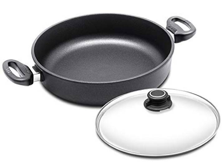 maxprime Original Gerti Gundel Pfannen I Made in Germany I Servierpfanne 7cm höhe I Handguss Bratpfanne I 30 Jahre Garantie I mit Deckel bis 260°C Backofenfest (Induktion, 32cm)