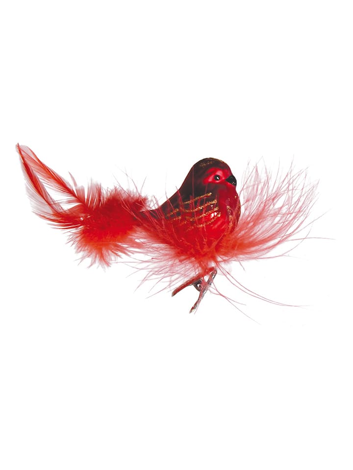 Krebs Glas Lauscha Christbaumornament "Glasvogel" in Rot - (L)15 cm - onesize