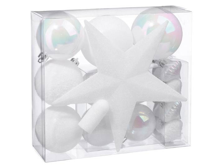 Lot de 18 Boules de Noël Blanches
