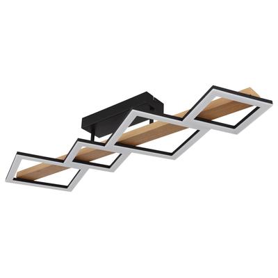GLOBO LIGHTING LED Deckenleuchte "DUSTIN", braun (schwarz, natur), H: 13cm, 1 Stk., Leuchten, Deckenlampe, Holz, unterschiedliche Quadrate, Wohnbereich, LED Deckenleuchte