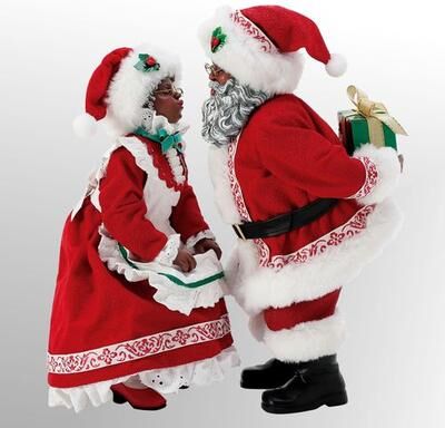 Enesco/Dept 56 North Pole Sweethearts African American Clothtique Red 2 Piece Set, 2 Piece Set, Red