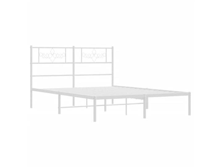 KTHLBRH Bettgestell mit Kopfteil Metall weiß 140 x 190 cm Bettgestell aus Stahl, Lattenrost inklusive, Lattenrost 30 cm, für Gäste
