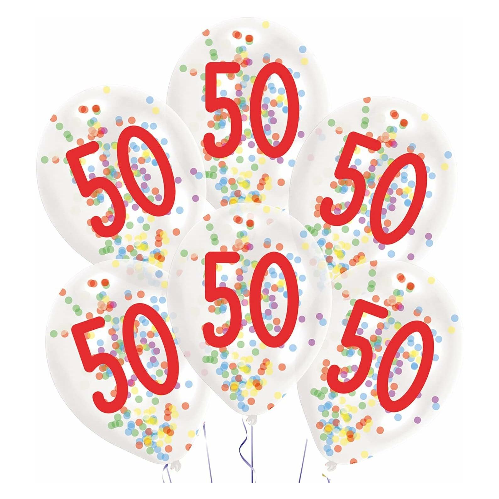 Magni Luftballons Zahl 50 Konfetti 27,5cm 6er (6x) (9909841)
