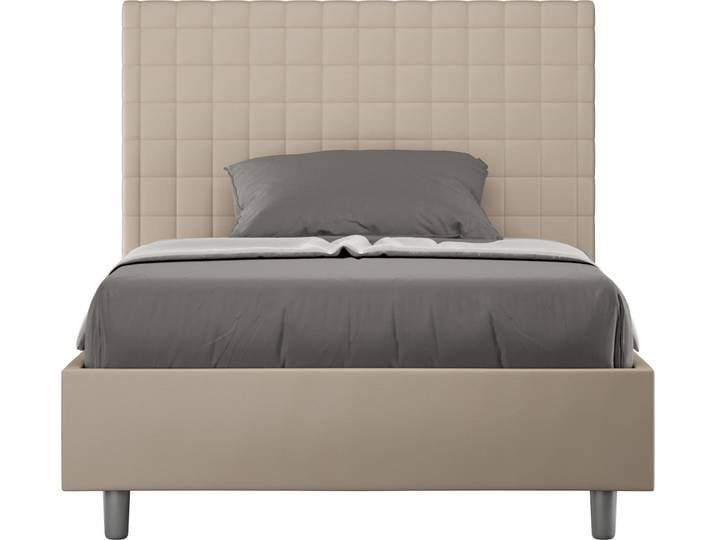 ITYHOME - Lit 1 place et demi coffre rembourré 120x190 similicuir taupe Sunny