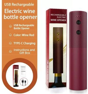 KitchenCuration Electric Wine Bottle Opener, Rechargeable Automatic Corkscrew With One Click Button, Portable And Cordless Wine Opener wine Red