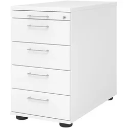 bümö Schreibtisch Schrank abschließbar, Schubladenschrank Holz in weiß, Container mit Schubladen - Schubladen Schrank Büro, Schreibtisch Container