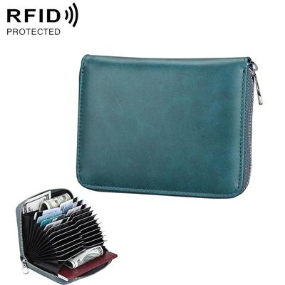 Premium Genuine Leather Multi Functional RFID Card Holder Wallet Package blue