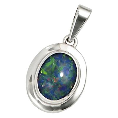 Kettenanhänger JOBO "Anhänger oval", weiß (weißgold 585), Schmuckanhänger, Damen, Weißgold 585, Kettenanhänger, 585 Weißgold mit Opal-Triplette