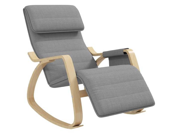 Fauteuil relax à bascule fauteuil allaitement avec repose-pieds réglable 67x110x91 cm Gris