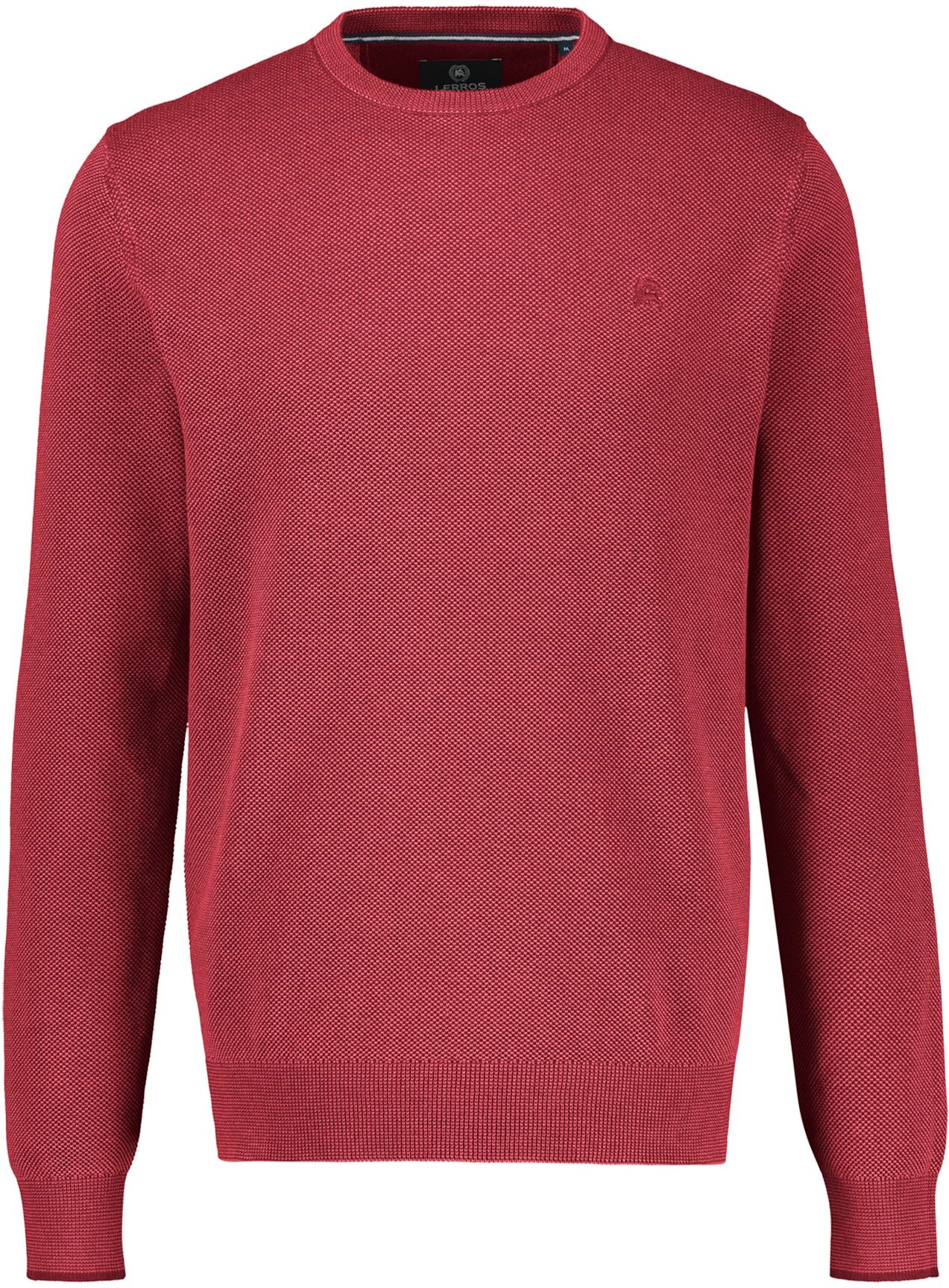 Strickpullover LERROS "Strickpullover aus Baumwolle in 2-Tone-Optik, grosse Grössen", Herren, Gr. 4XL, muted rot, 100% Baumwolle, Rundhals, Pullover Strickpullover muted rot 4XL