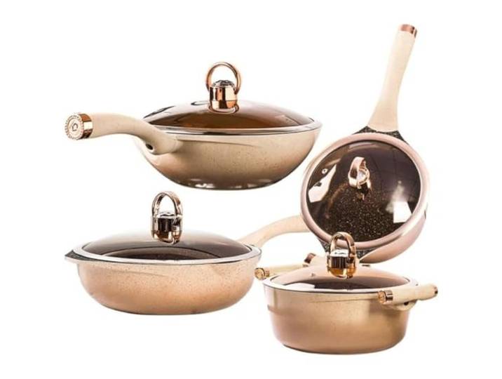 Topfset 4-teiliges Wok-Suppentopf-Haushalts-Gas-Induktionsherd-Zubehör Küchentopf-Kochset Küchenpfannen-Set Kochtopf Set