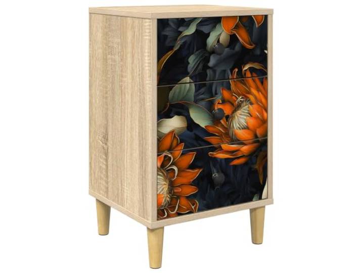 PUGYNBK Lochem Nachttisch Sonoma Eiche 36 x 33 x 60 cm Langlebiges Holz, große Lagerung, modernes Design, Reinigung mit trockenem Tuch