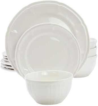 Gibson Home 12 Piece Everyday Use Fine Ceramic Dinnerware Set in White
