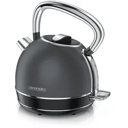 Arendo Wasserkocher mit Temperatureinstellung, 1,7 l, 2200 W, Edelstahl Retro Style Vintage, Überhitzung & Trockenkochschutz, grau